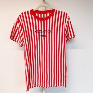 Red and White Stripped Urban Outfitters Coca Cola T-Shirt